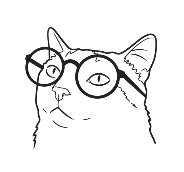 Cat sketch with glasses