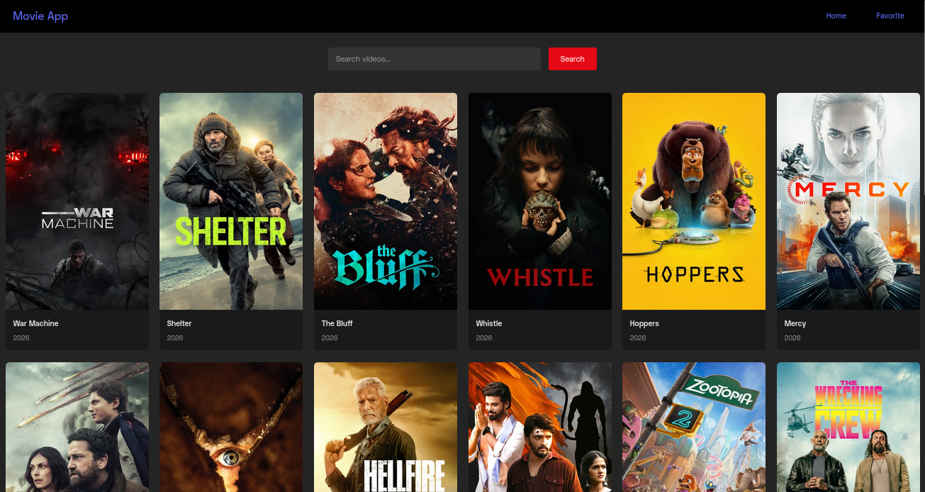 MovieApp home screen